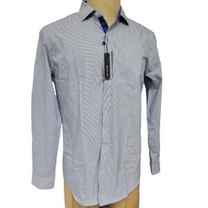 MEN'S Galaxy By Harvic Long Sleeve Slim Fit Stripped Shirt.  Medium.  NWT $58